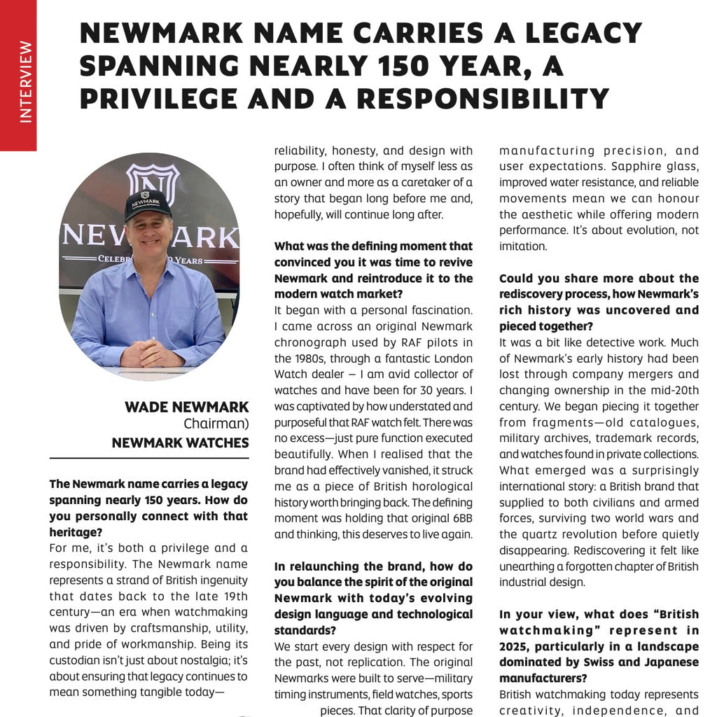Newmark Watches Featured in Yatra Magazine: Restoring a legacy